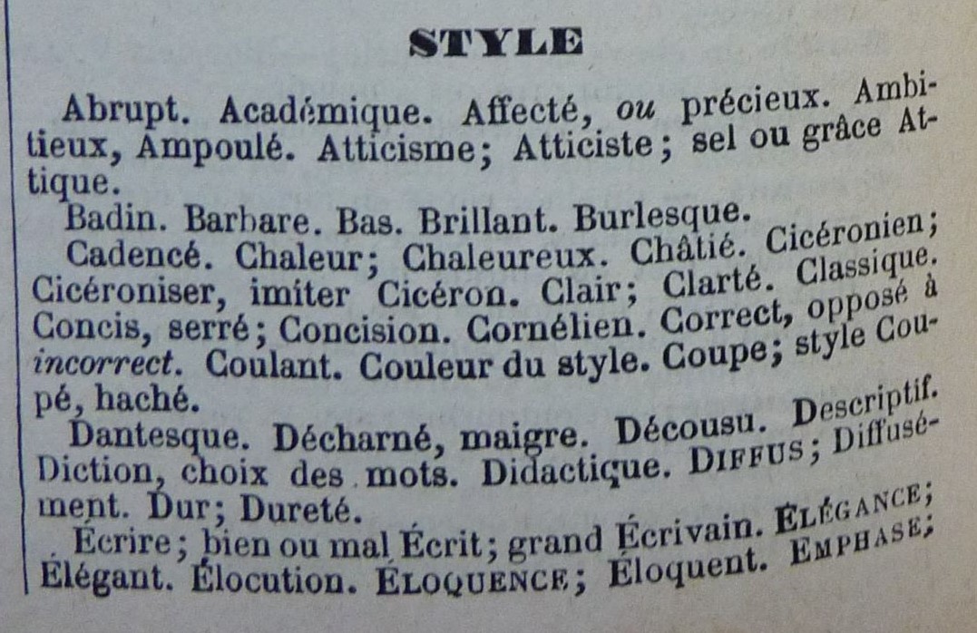 "Style"- Dictionnaire Boissire (1894)